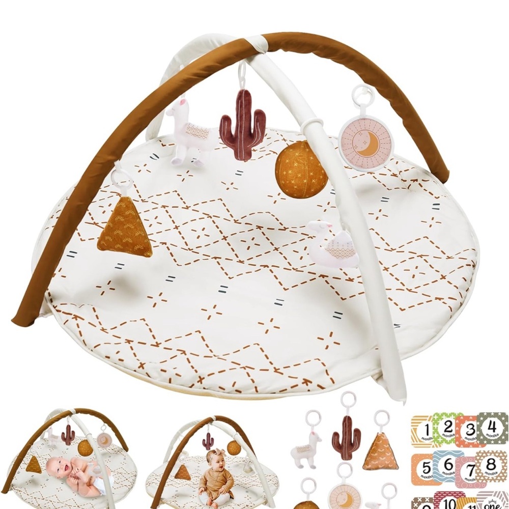 Tummy Time Activity Mat, with 6 Detachable Toys and 12 Milestone Cards